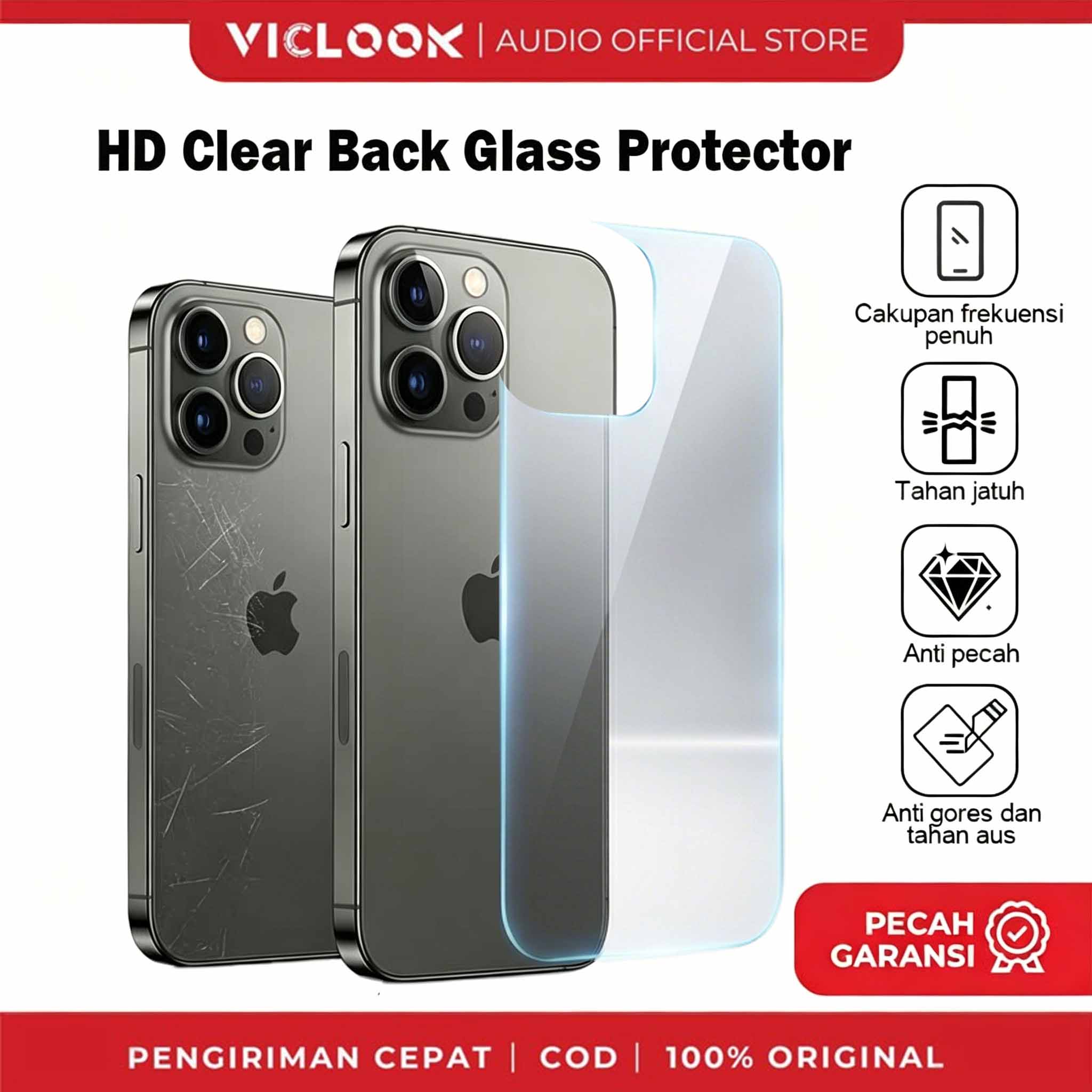VICLOOK Tempered Glass iPhone 11-16